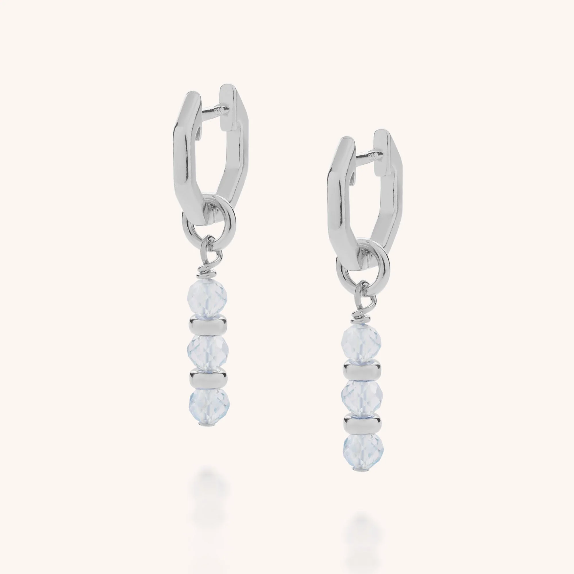 Linear Huggie Birthstone Earrings - (March)