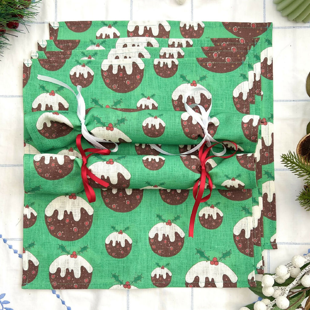 Linen Napkin Crackers - Christmas Puddings - Image 5