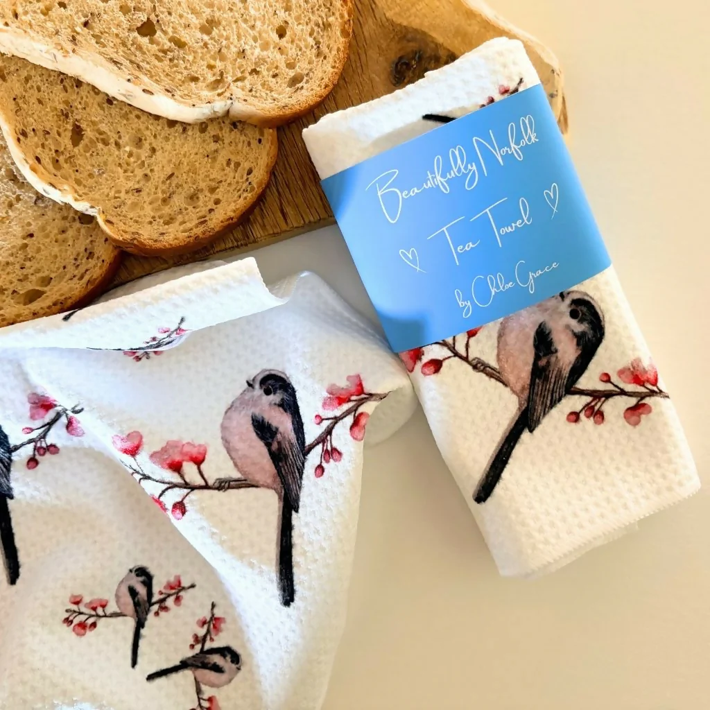 Long Tailed Tit Tea Towel - Country Collection