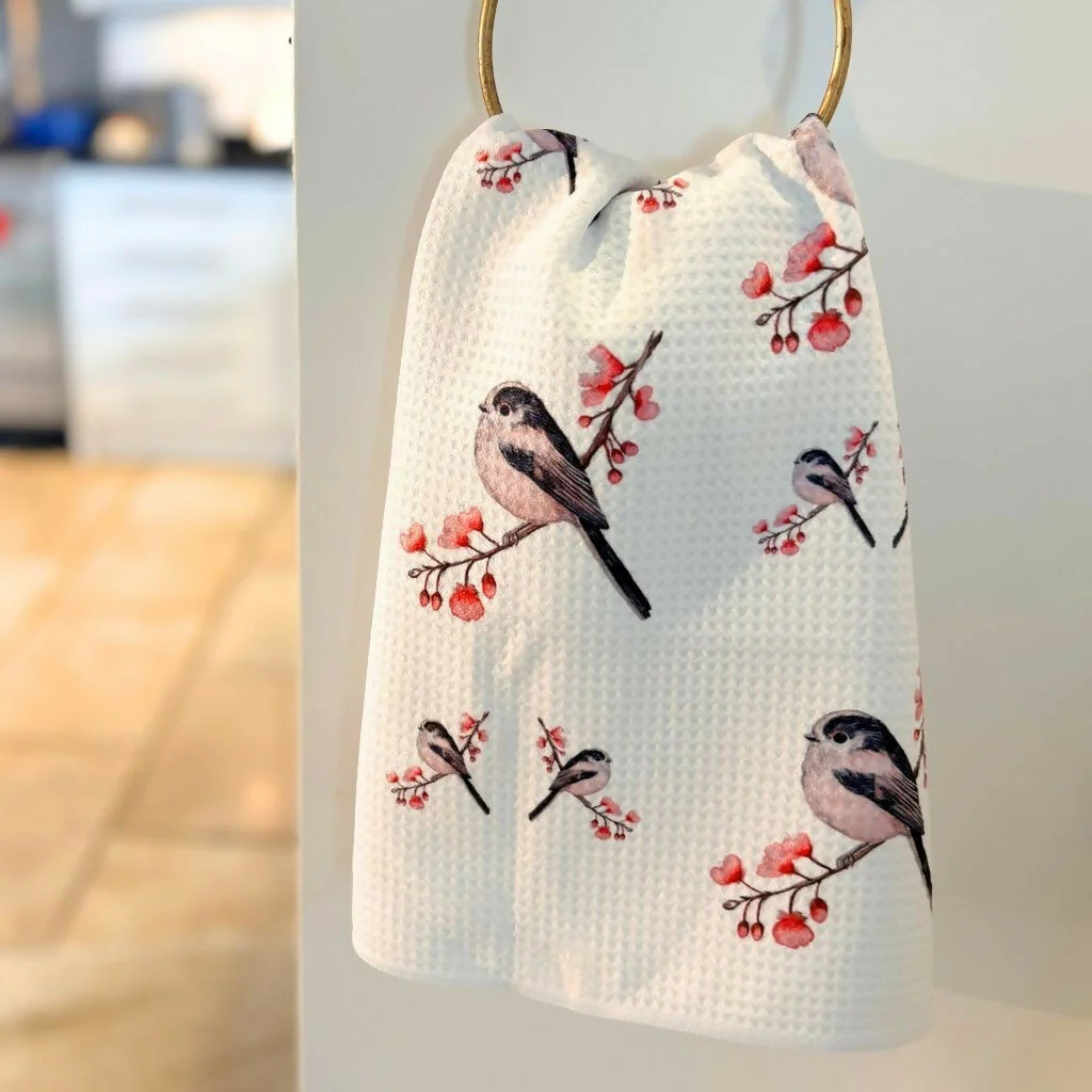 Long Tailed Tit Tea Towel - Country Collection - Image 2