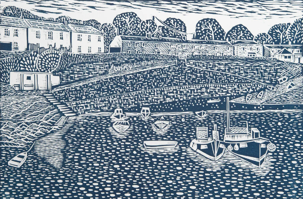 Looking Back, Portscatho Lino Print - Image 3