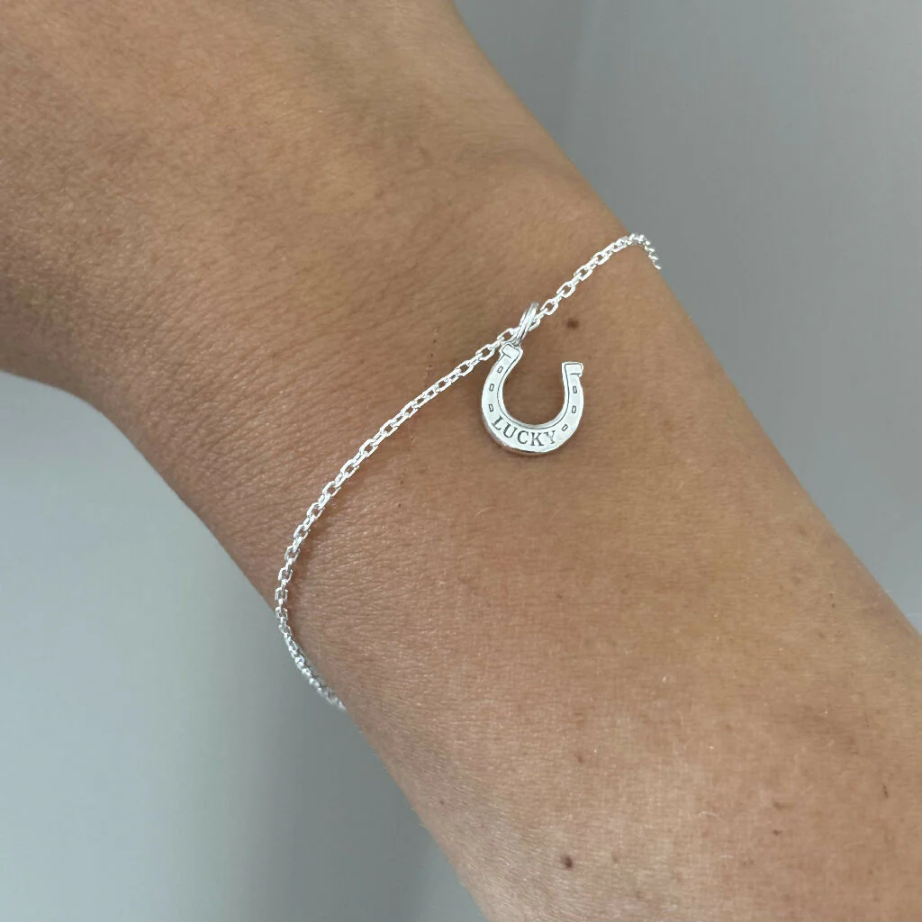 Lucky Horseshoe Sterling Silver Charm Bracelet Greeting Card Gift - Image 2