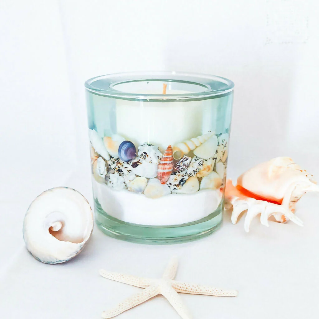 LUXURY BLUE SEA OCEAN REFILLABLE BOTANICAL SCENTED CANDLE (LARGE)