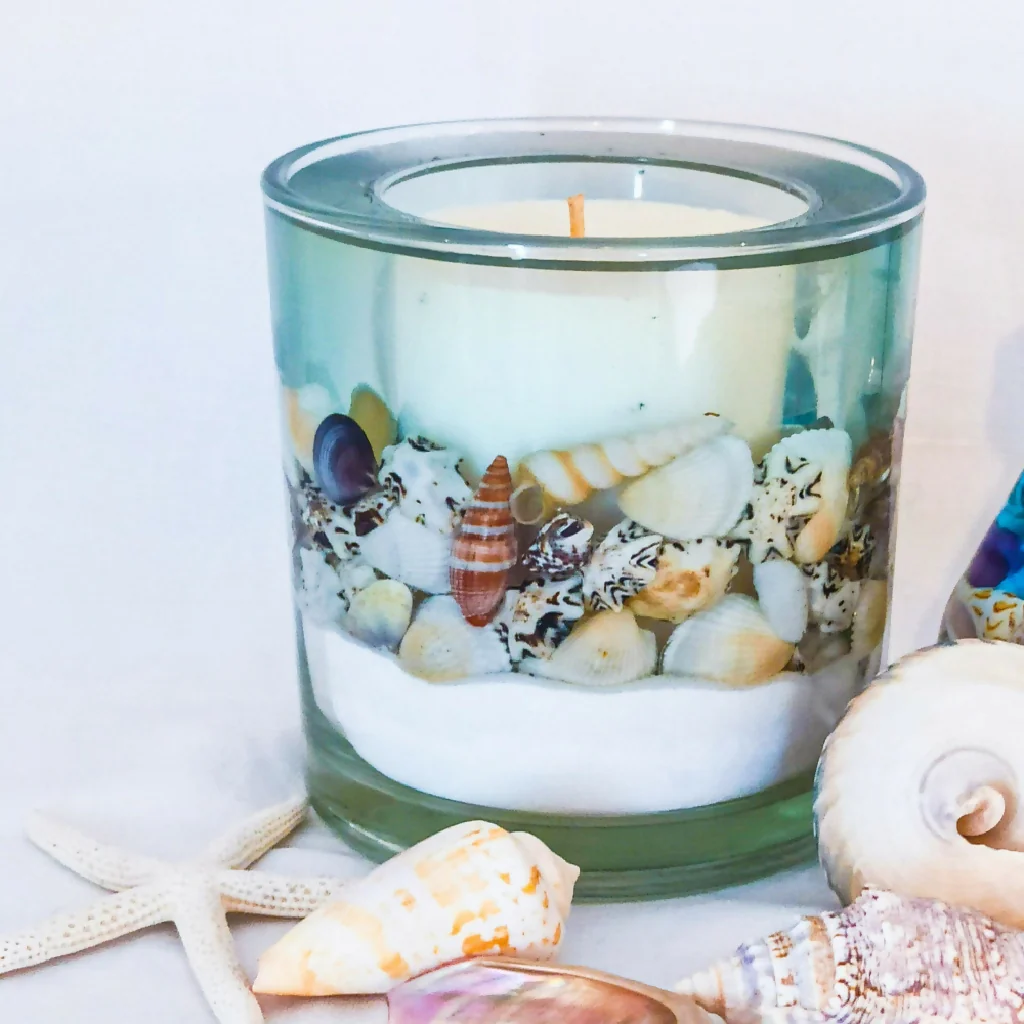 LUXURY BLUE SEA OCEAN REFILLABLE BOTANICAL SCENTED CANDLE (LARGE) - Image 2