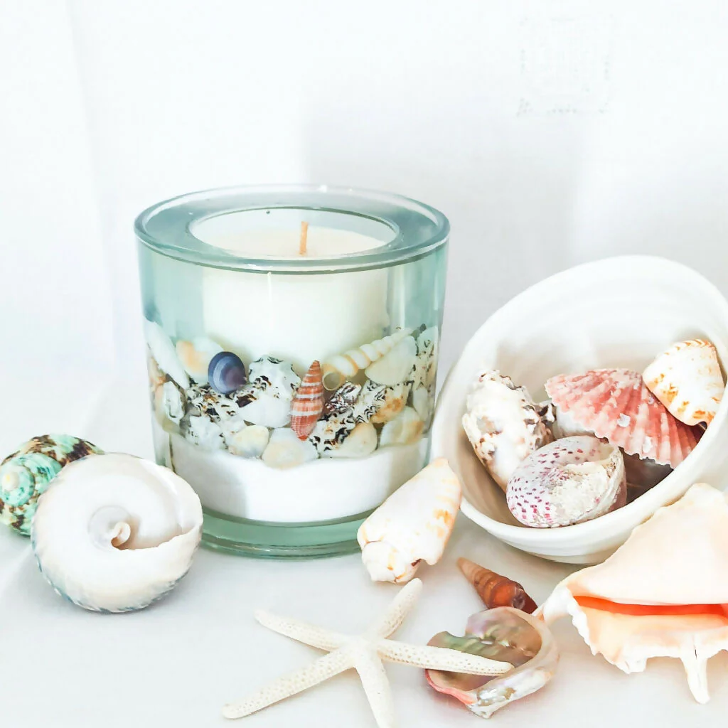 LUXURY BLUE SEA OCEAN REFILLABLE BOTANICAL SCENTED CANDLE (LARGE) - Image 3