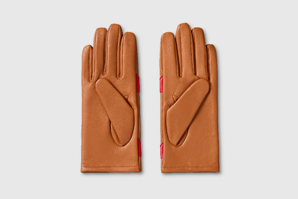 Mabel Sheppard Tan + Red Heart Leather Gloves - Image 4