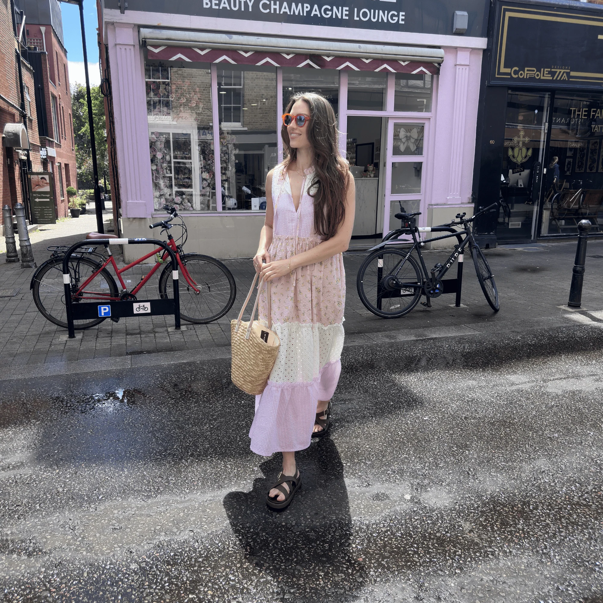 Maisie Floral Gingham Maxi Dress Pink - Image 7