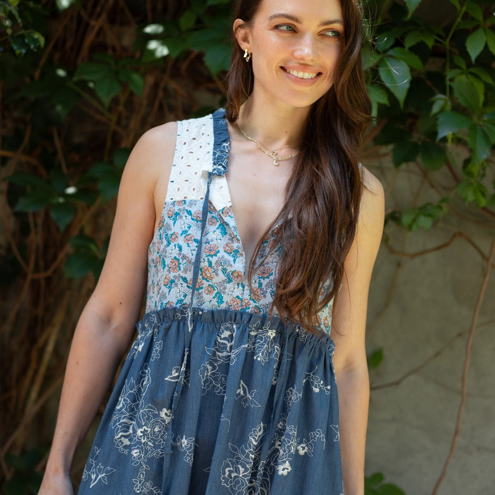 Maisie Tiered Floral Sleeveless Boho Maxi Dress Blue - Image 7