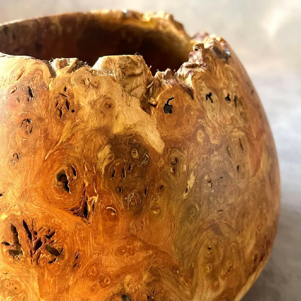 Mappa Burr Enclosed Vessel with Natural Live Edge Detailing | Sculptured Wood - Image 4