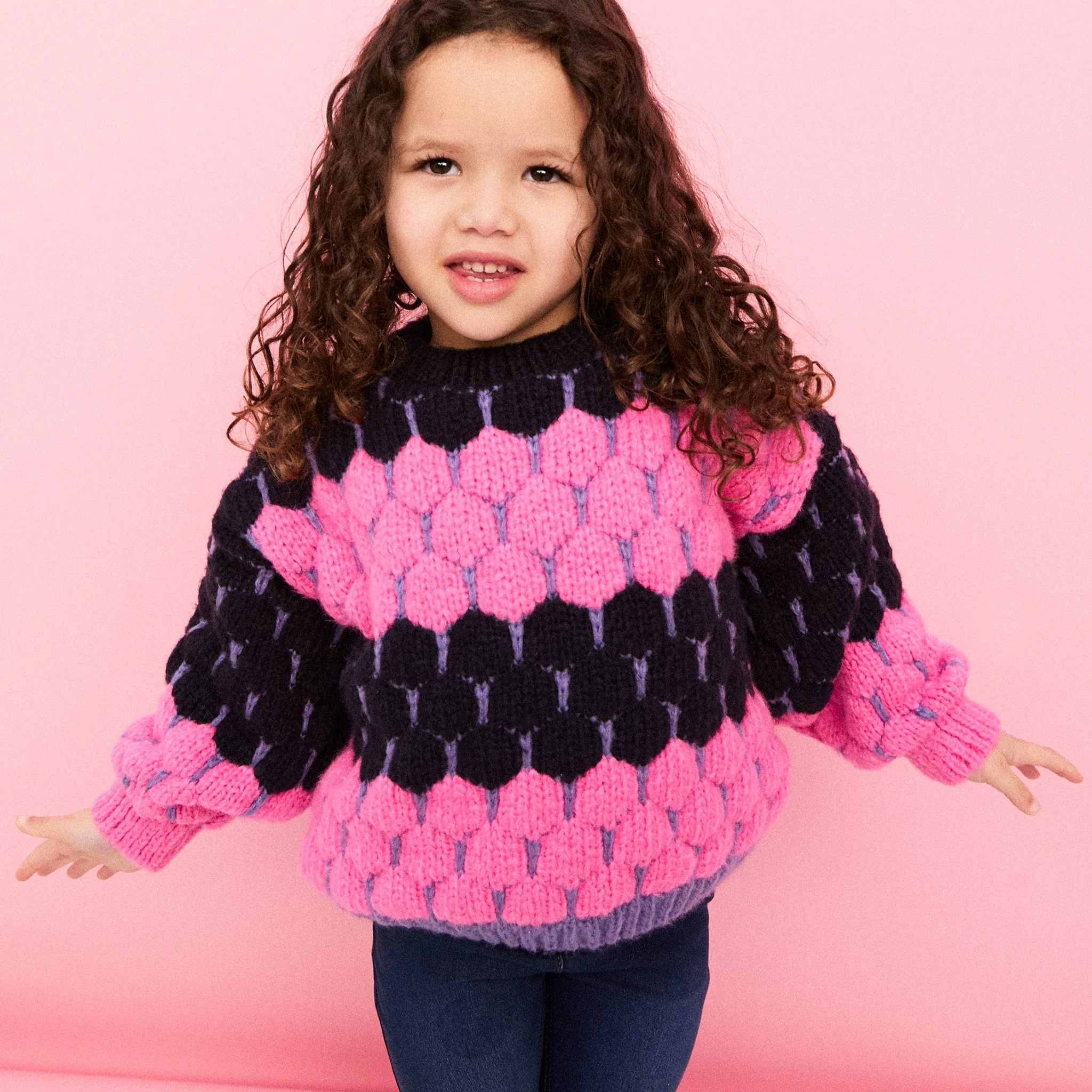Marissa Mini Me Bubble Stitch Stripe Kids Jumper - Image 3