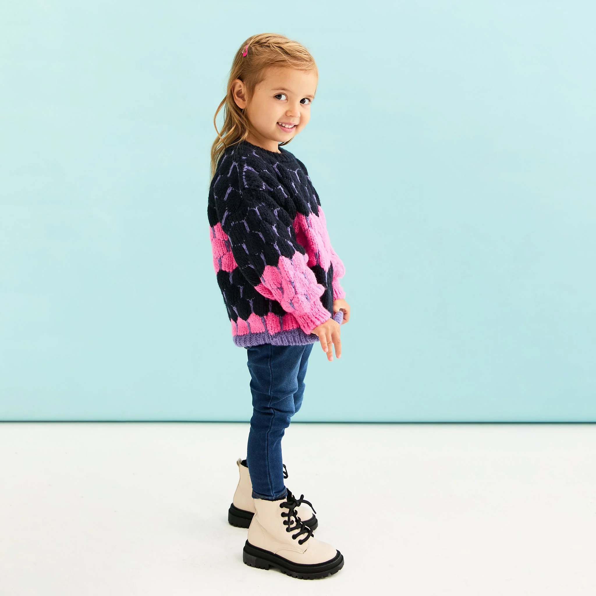 Marissa Mini Me Bubble Stitch Stripe Kids Jumper - Image 6