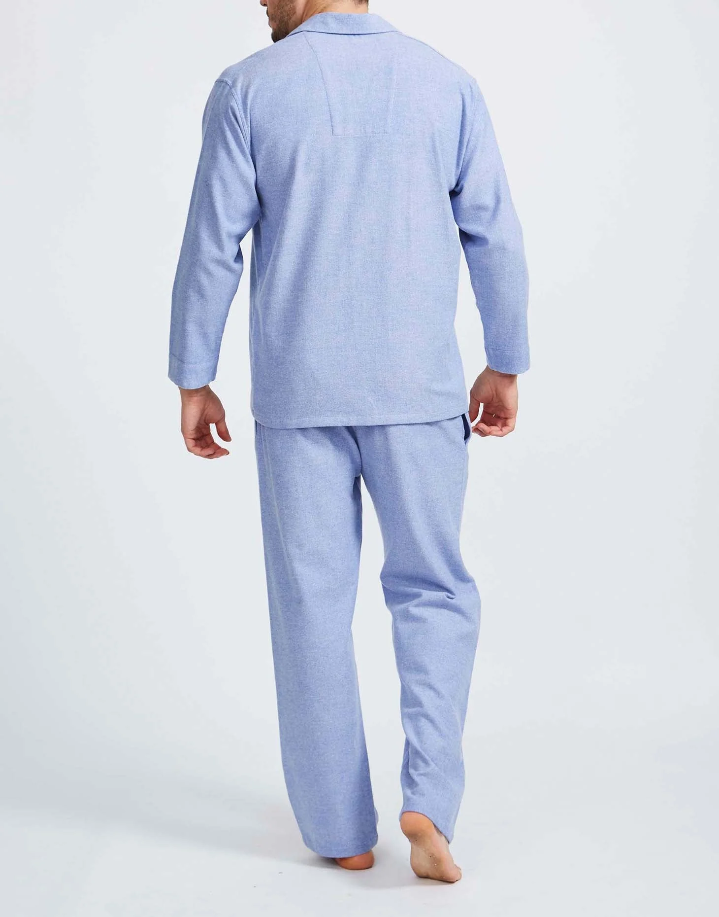 Men's Brushed Cotton Pyjama Set – Staffordshire Blue Herringbone - Image 3