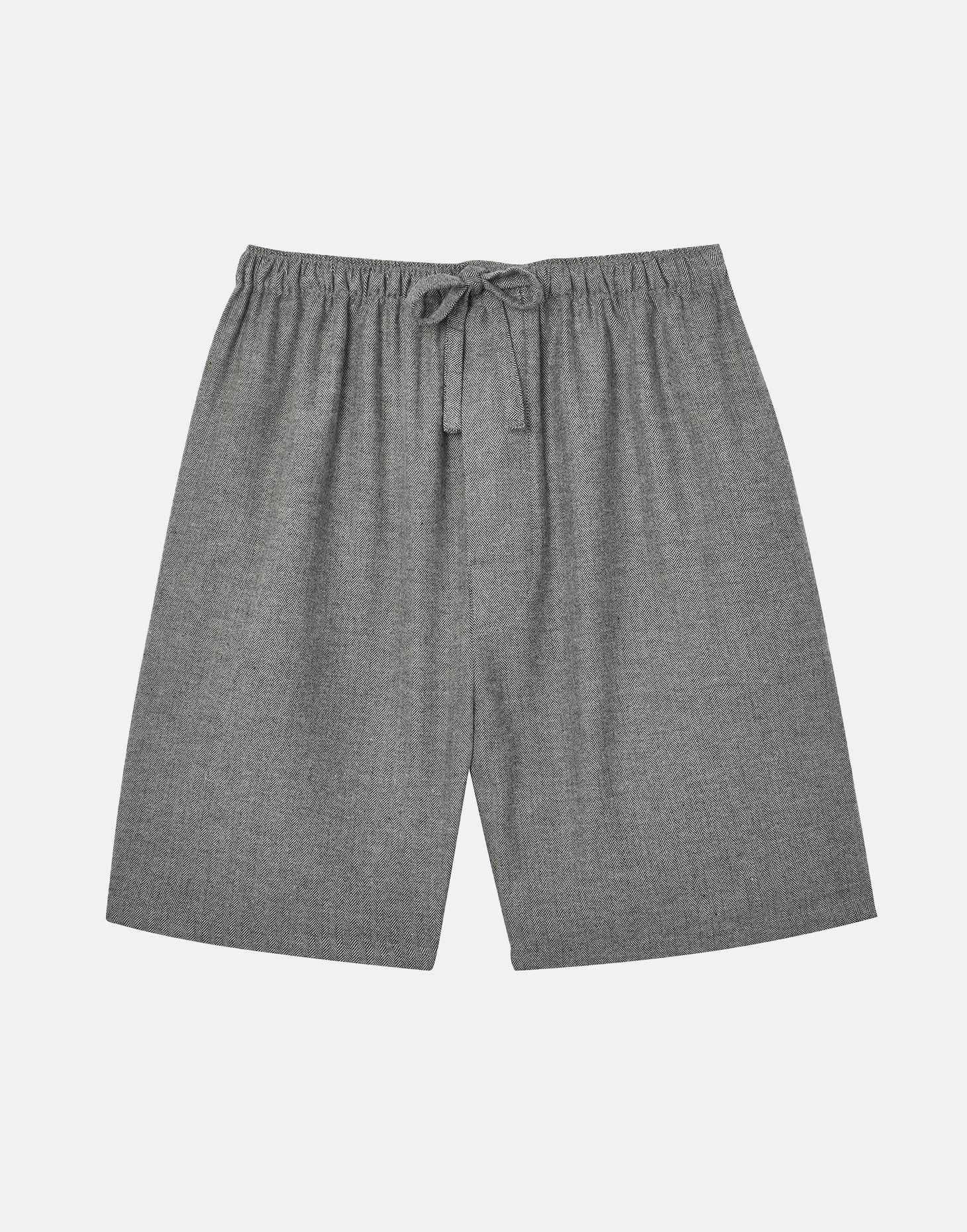 Men's Brushed Cotton Sleep Shorts – Whitby Jet Herringbone - Image 2