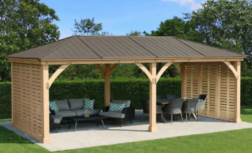 Meridian Gazebo 10ft x 10ft (3m x 3m) with Double Privacy Wall - Image 4