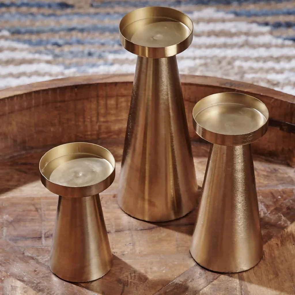 Metal Pillar Golden Candle Holder - Image 3