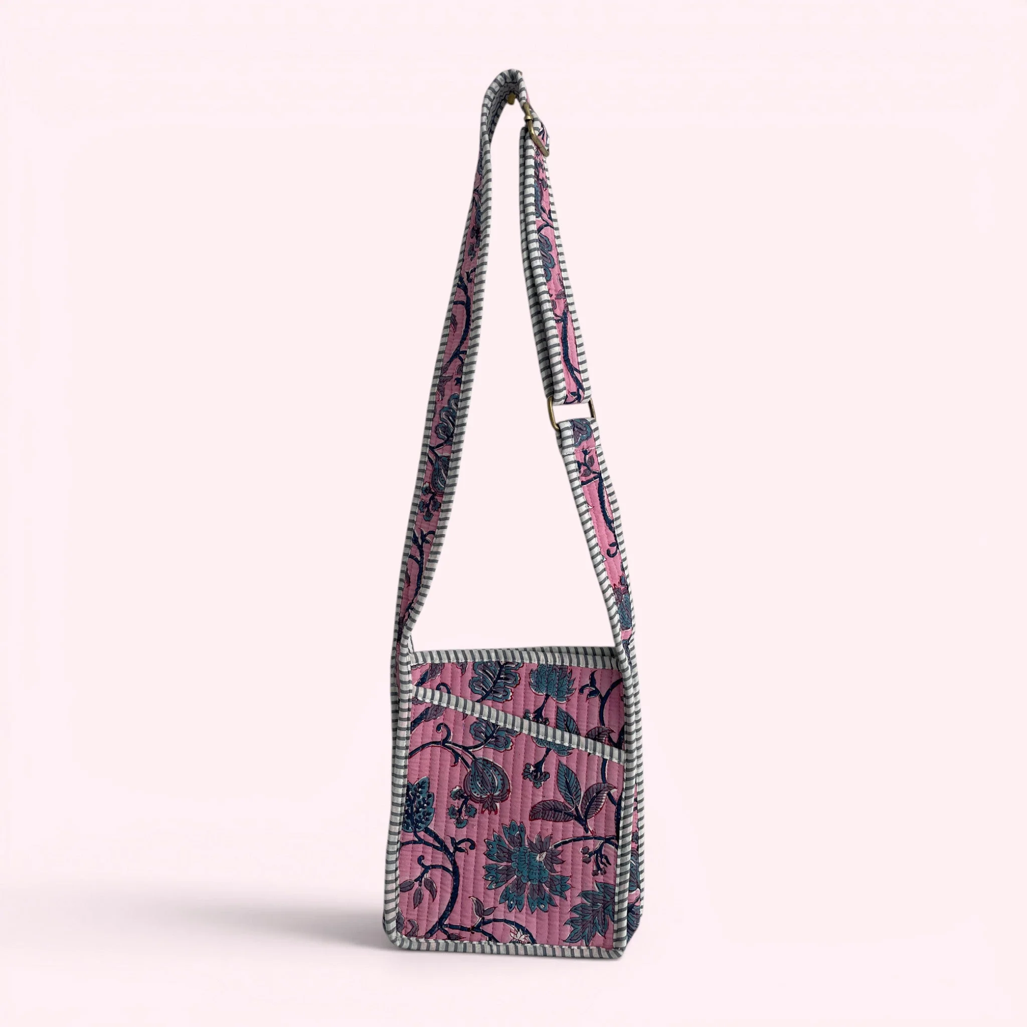 Mini Cross Body Bag - Pink Block Print Floral