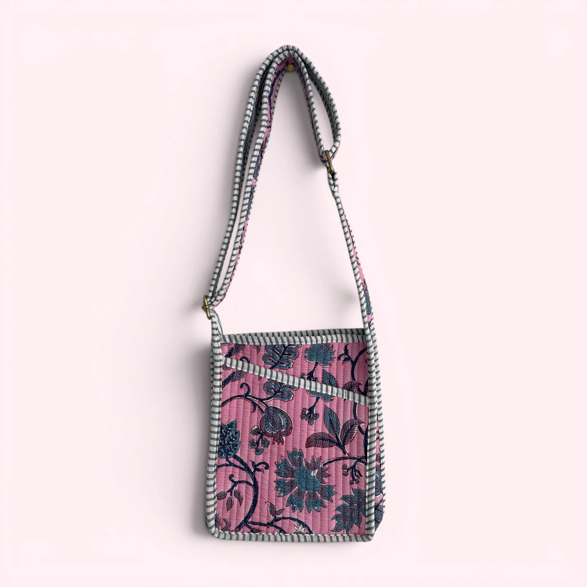 Mini Cross Body Bag - Pink Block Print Floral - Image 2
