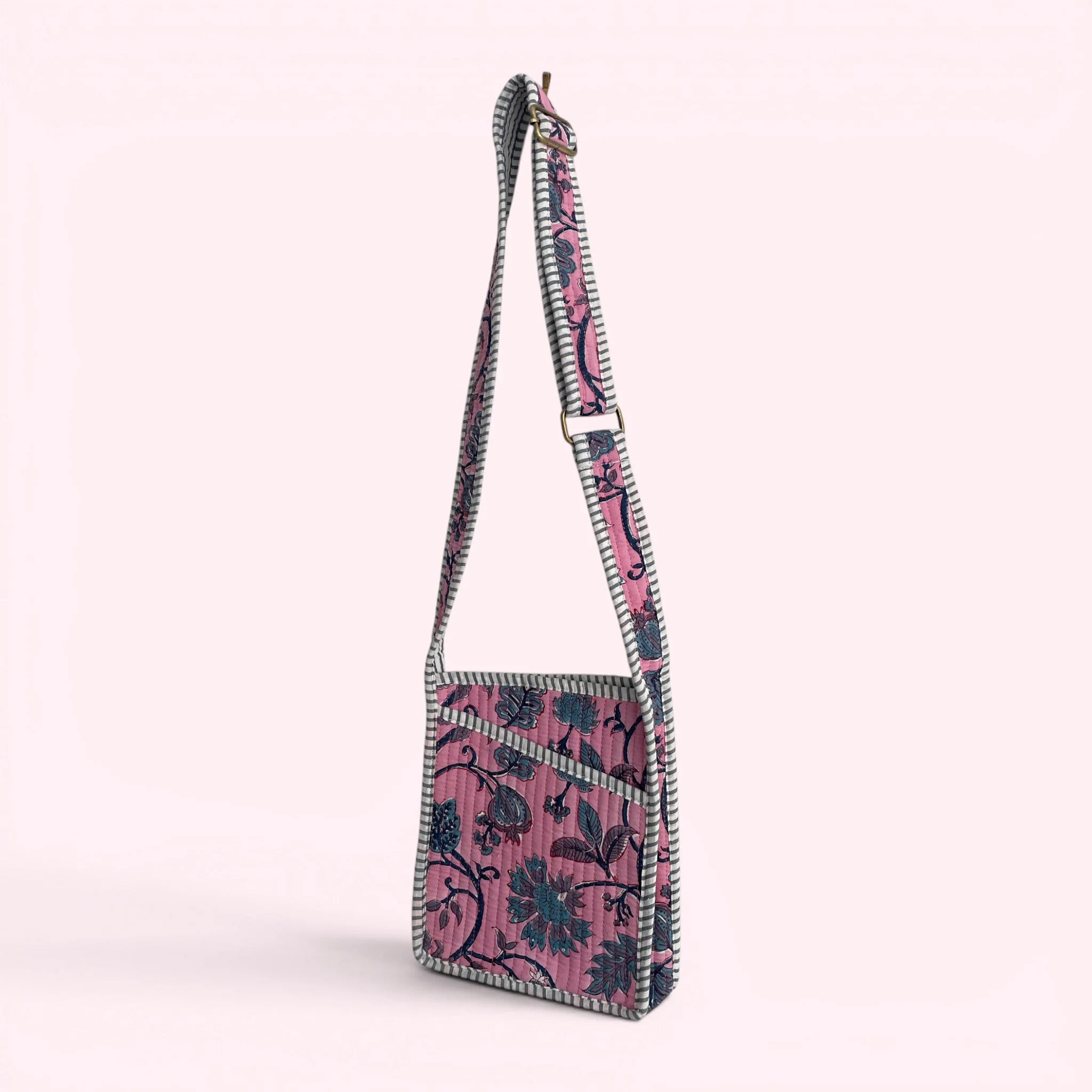 Mini Cross Body Bag - Pink Block Print Floral - Image 3
