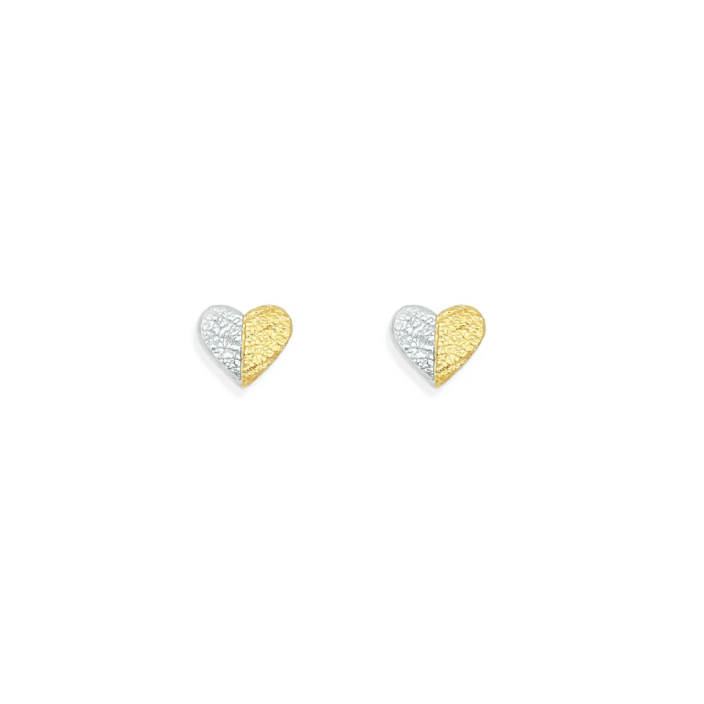 Mini Silver and Gold Heart Stud Earrings Inspired by Nature - Image 6