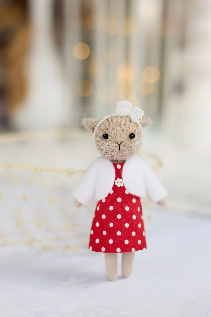 Miniature Cat Doll in Red - Image 2
