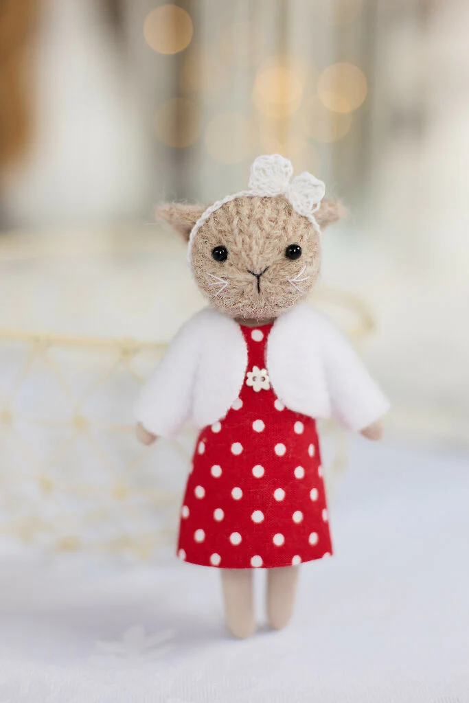Miniature Cat Doll in Red - Image 3