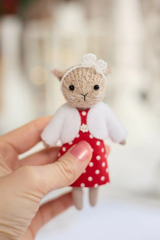 Miniature Cat Doll in Red - Image 4