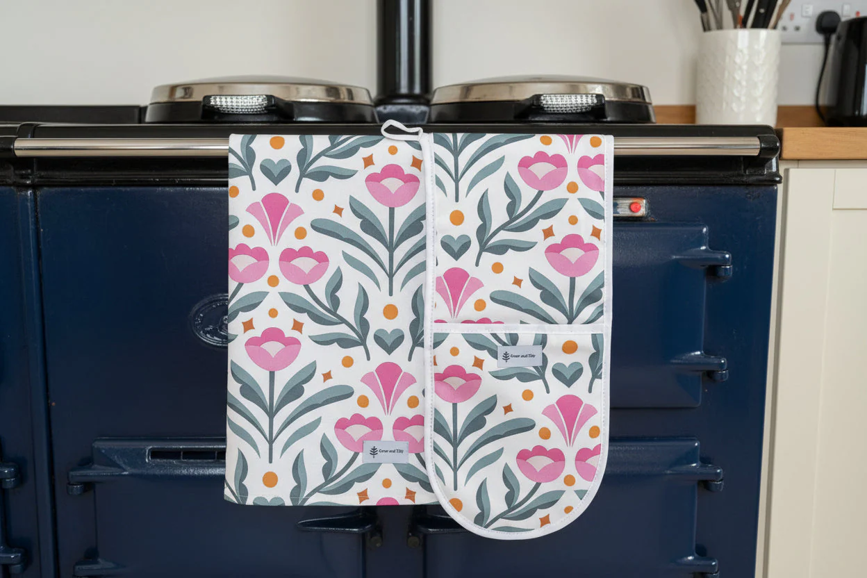 Modern Flower Print Oven Glove - Image 2