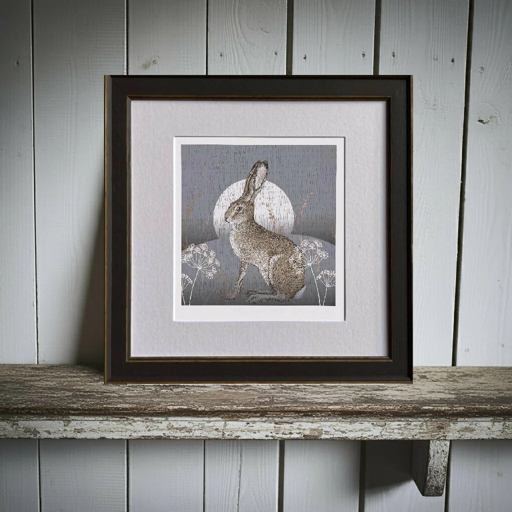 Moonlight Hare -Signed and mounted Giclée Art Print - Image 3
