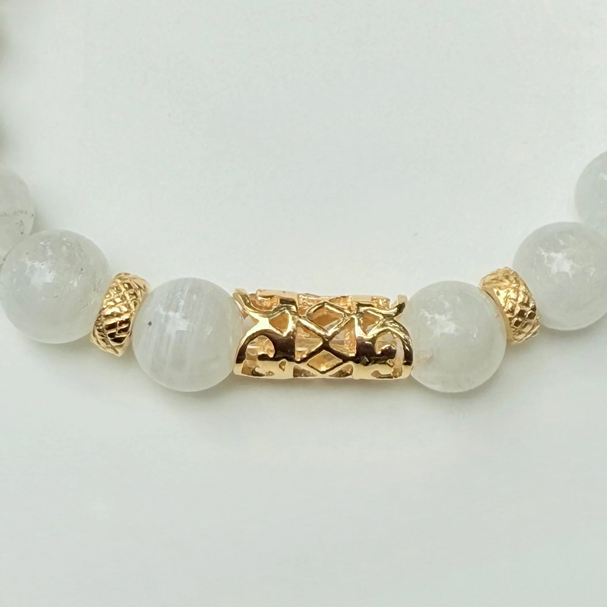 Moonstone and Gold Plated Sterling Silver Beaded Bracelet - Image 3