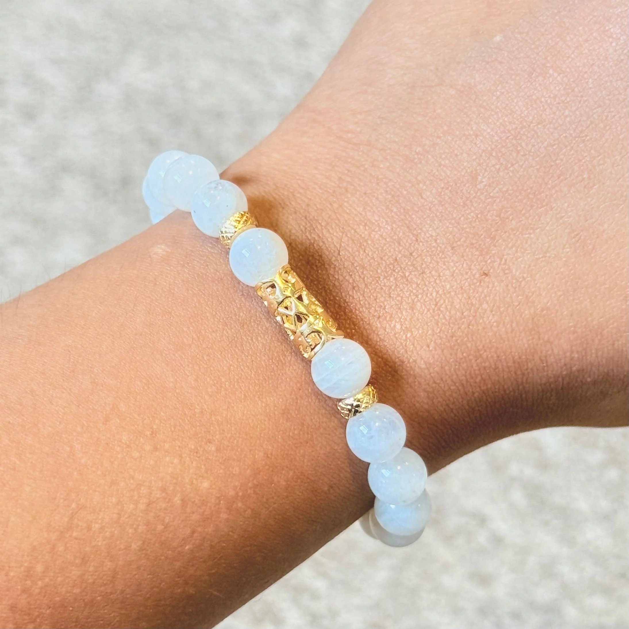 Moonstone and Gold Plated Sterling Silver Beaded Bracelet - Image 4
