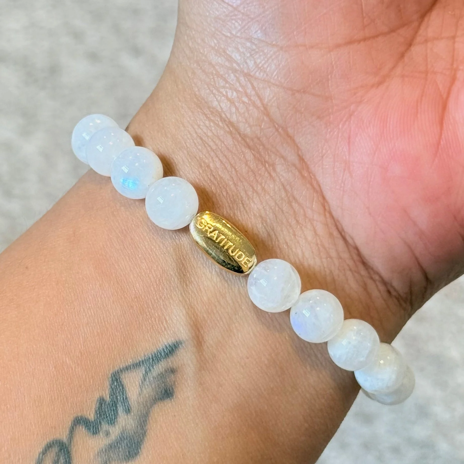 Moonstone and Gold Plated Sterling Silver Beaded Bracelet - Image 5