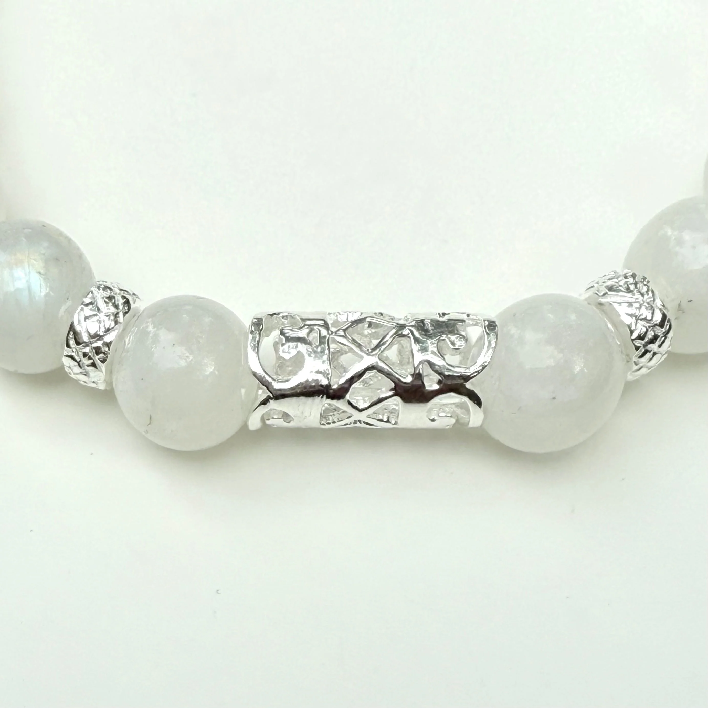 Moonstone and Sterling Silver Beaded Bracelet - Image 4
