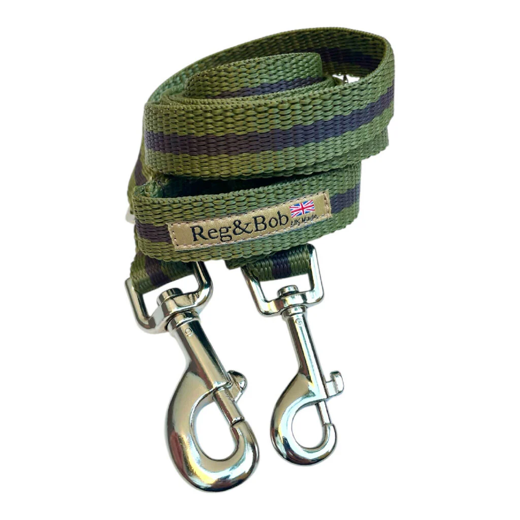 Multi-length Dog Lead In Khaki And Brown Stripe - 2 sizes - Image 3