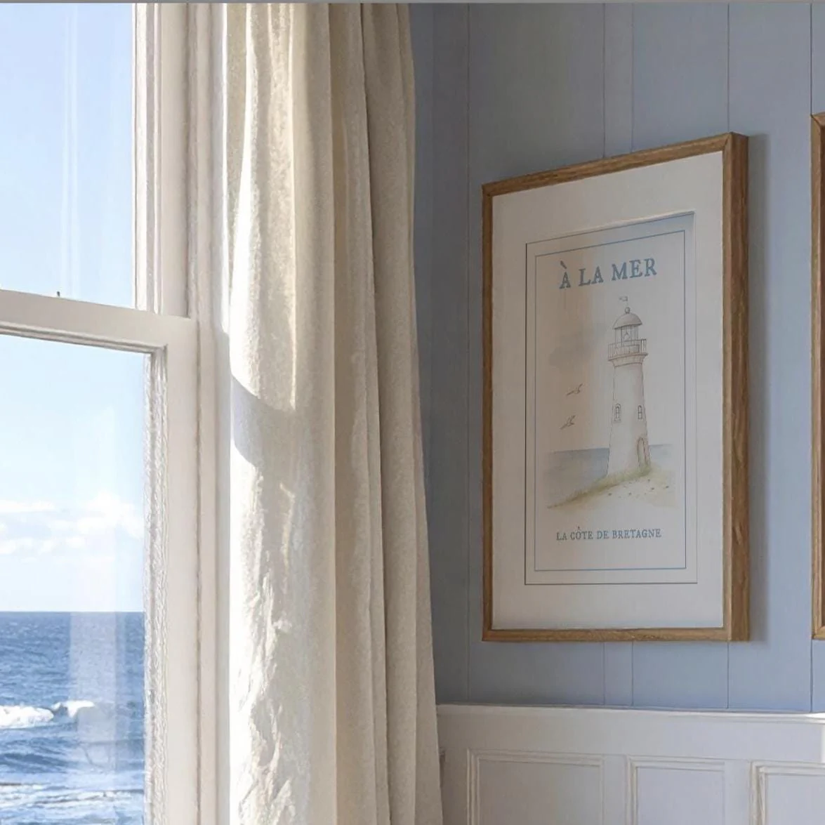 Nancy Meyers Style Lighthouse Watercolor Print Hamptons Aesthetic - Image 5