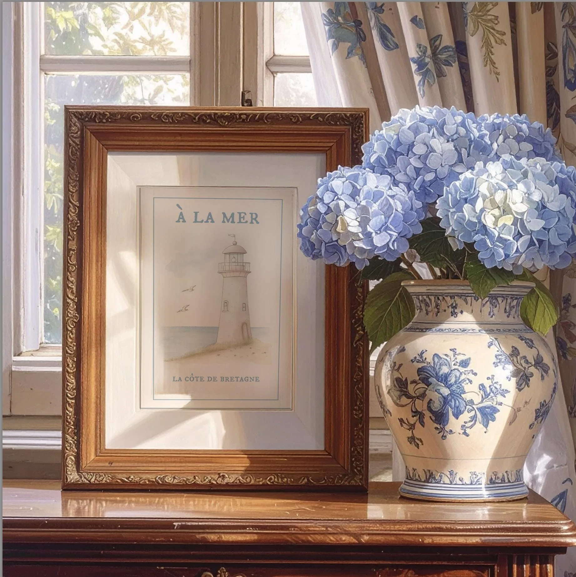 Nancy Meyers Style Lighthouse Watercolor Print Hamptons Aesthetic - Image 6