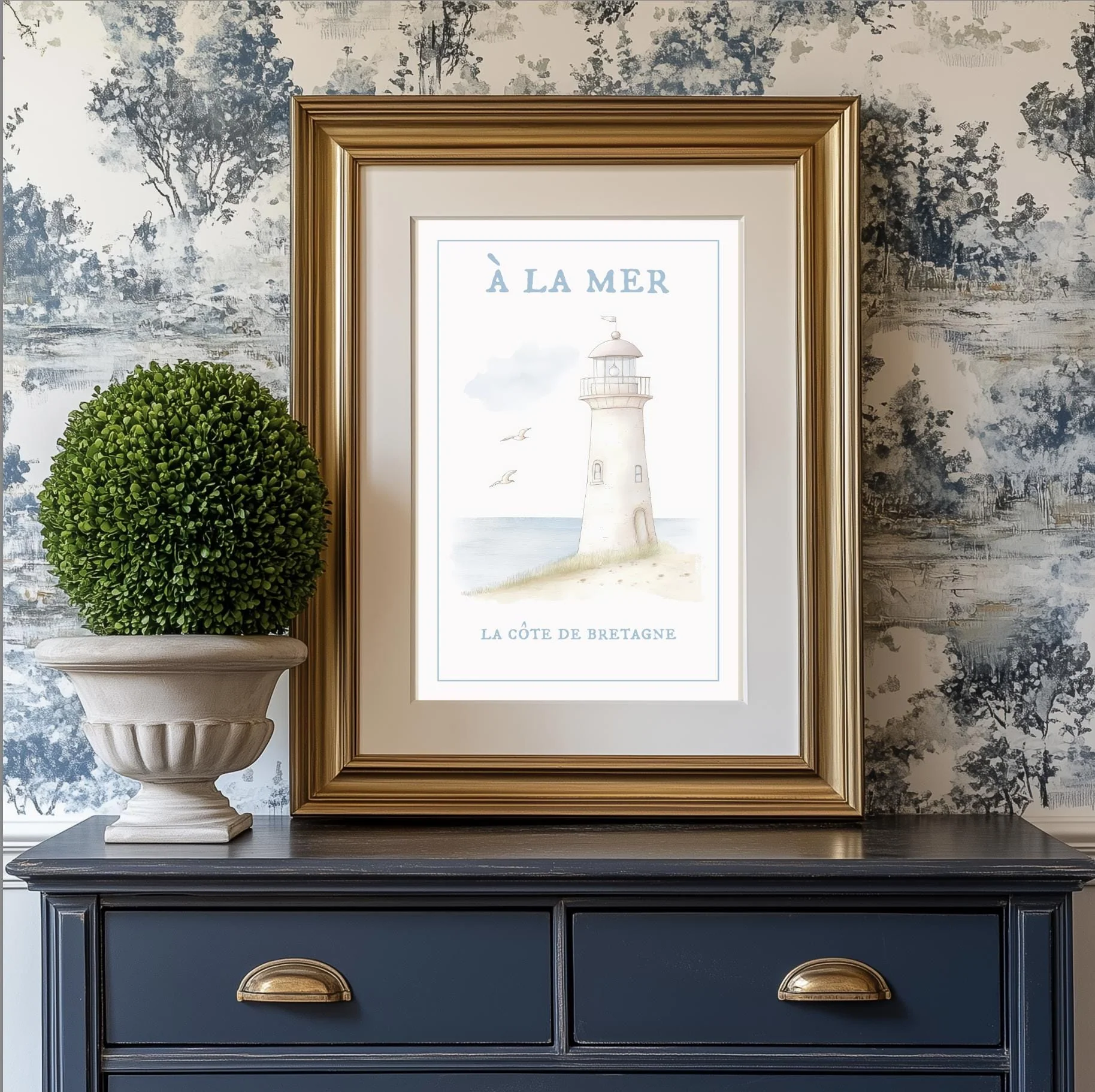 Nancy Meyers Style Lighthouse Watercolor Print Hamptons Aesthetic - Image 7