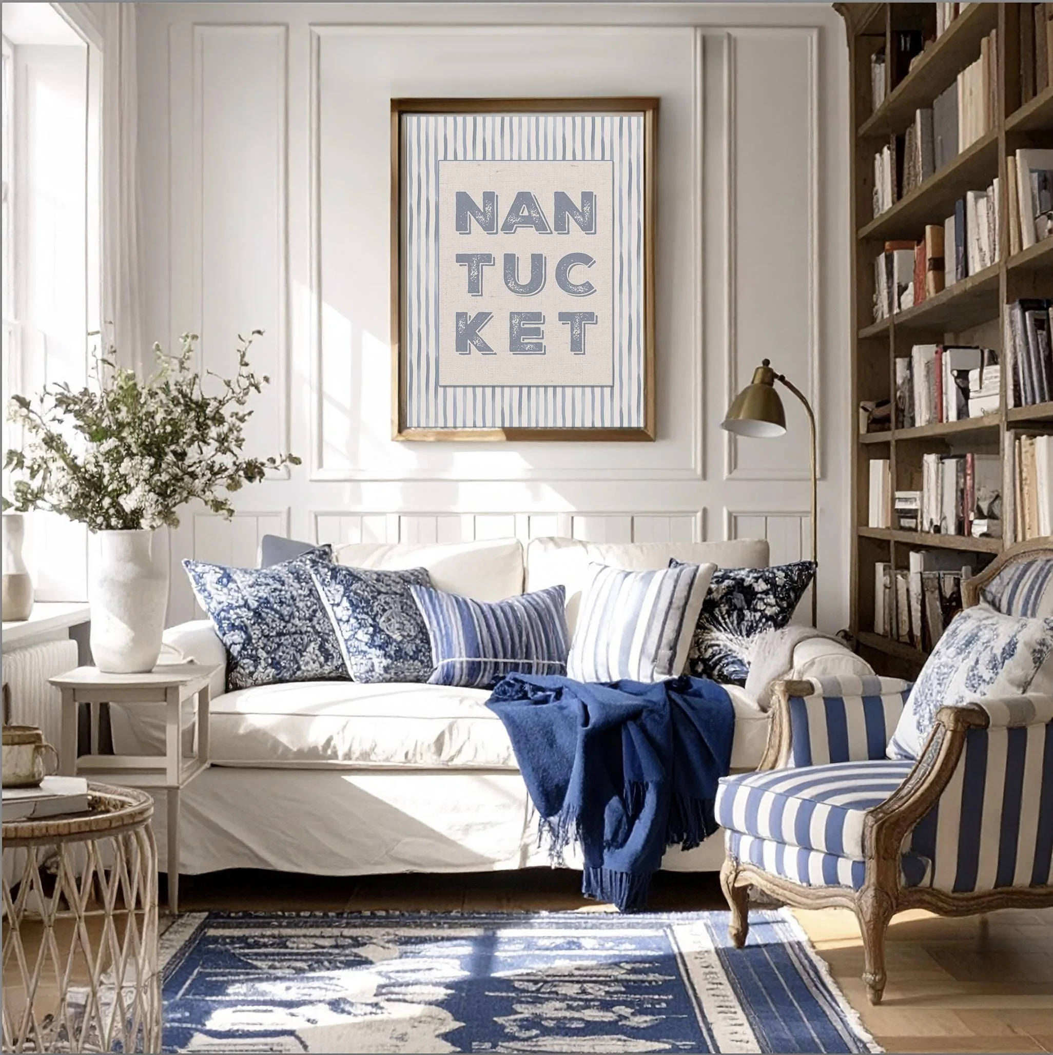 Nantucket Travel Poster Destination Art Wall Decor Mini Brass Hanging Frame - Image 3