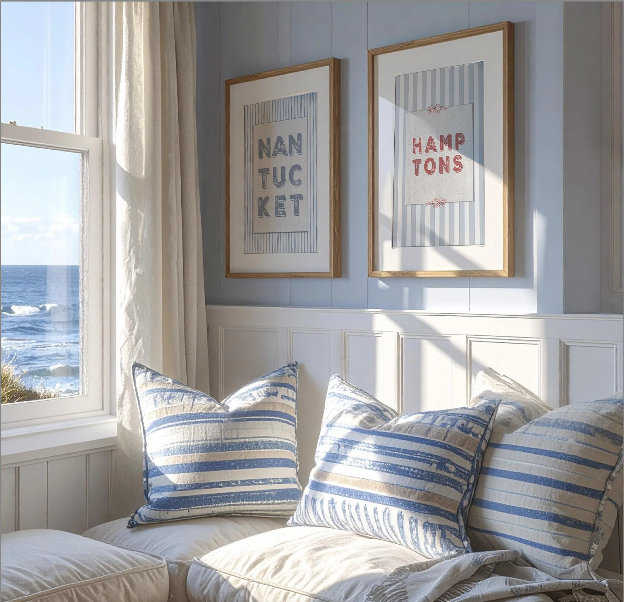 Nantucket Travel Poster Destination Art Wall Decor Mini Brass Hanging Frame - Image 4