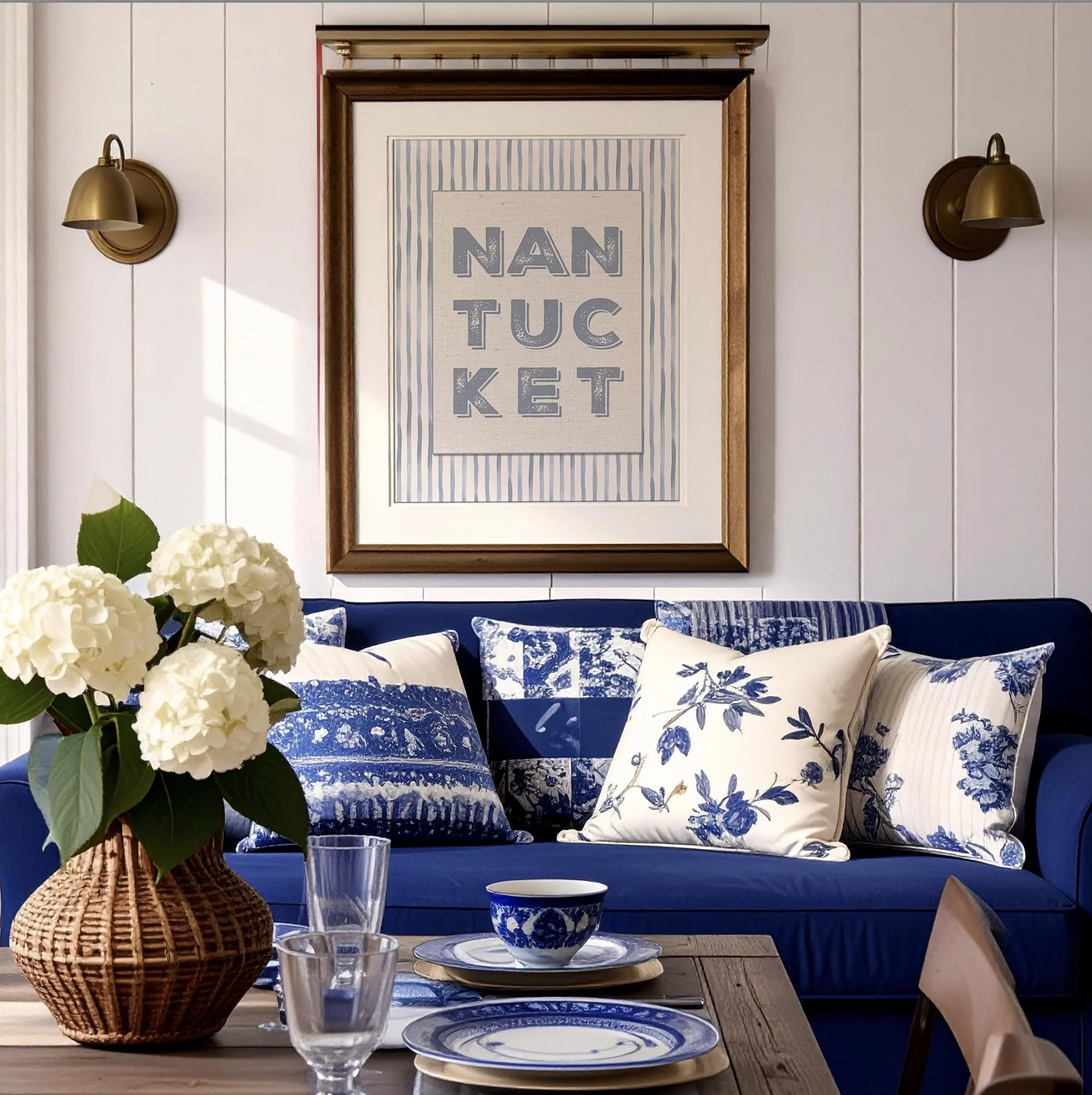 Nantucket Travel Poster Destination Art Wall Decor Mini Brass Hanging Frame - Image 6
