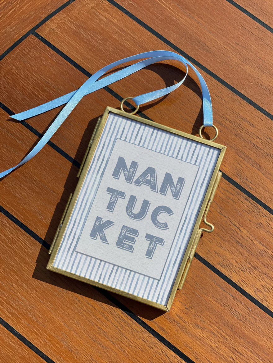 Nantucket Travel Poster Destination Art Wall Decor Mini Brass Hanging Frame - Image 8