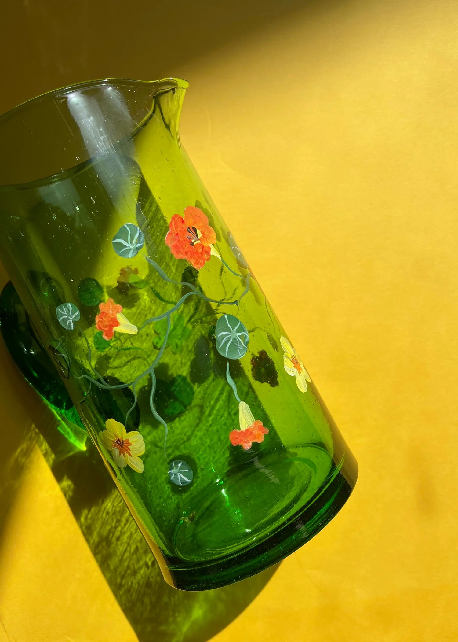 Nasturtium green recycled glass jug - Image 6