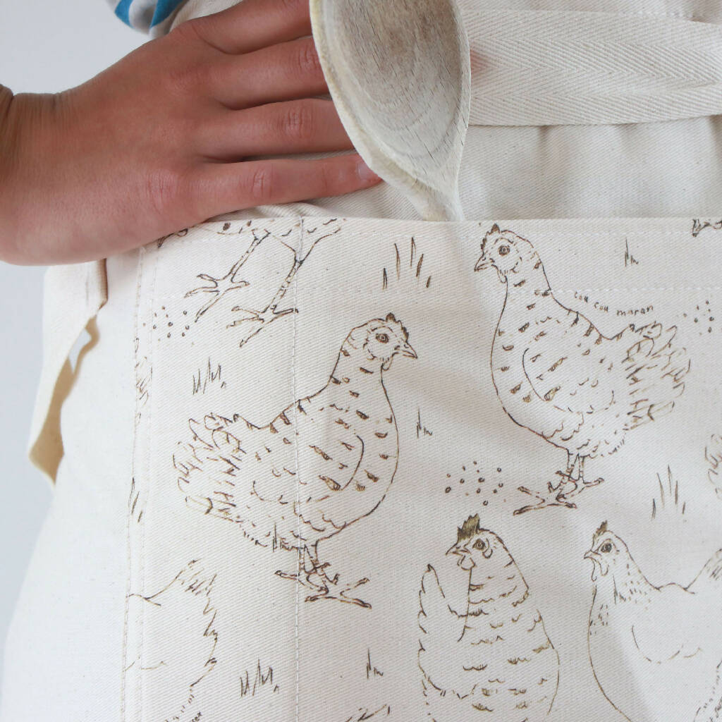 Natural Organic Half Wrap Around Pocket Hen Apron - Image 8