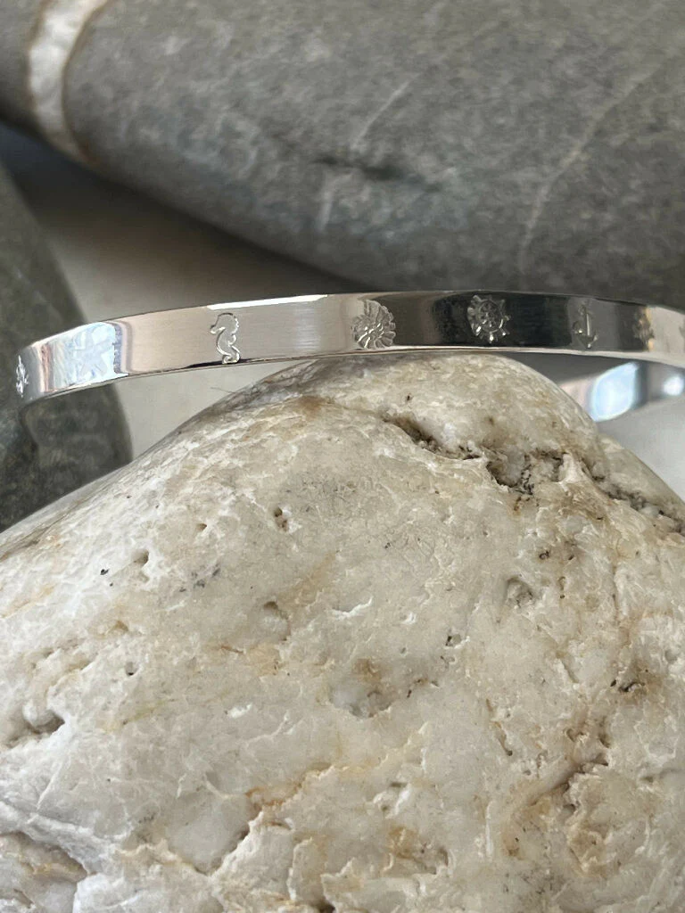 Nautical hand stamped silver bracelet - Image 3