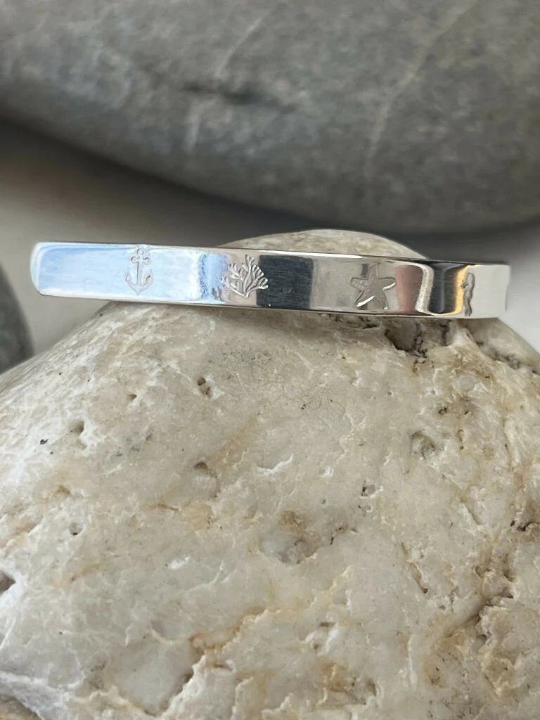 Nautical hand stamped silver bracelet - Image 4