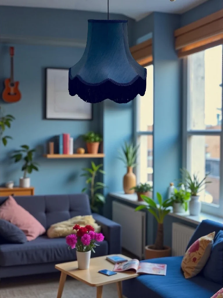Navy blue fabric lampshades - Available in 8 sizes - Image 6