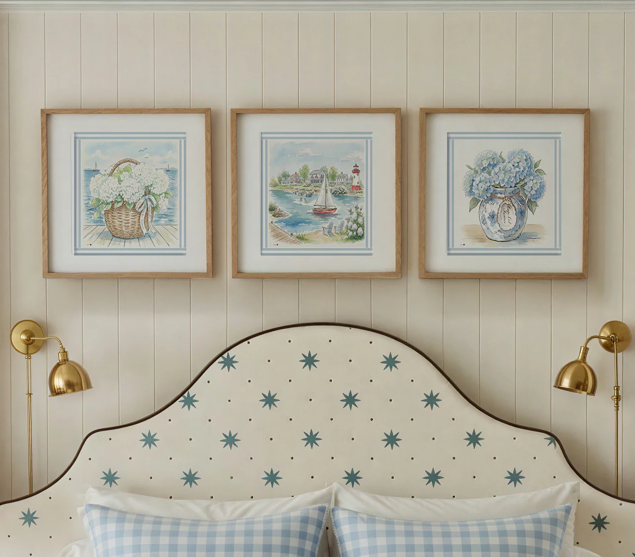 New England Art Print Coastal Watercolor Mini Brass Hanging Frame Wall Decor - Image 8