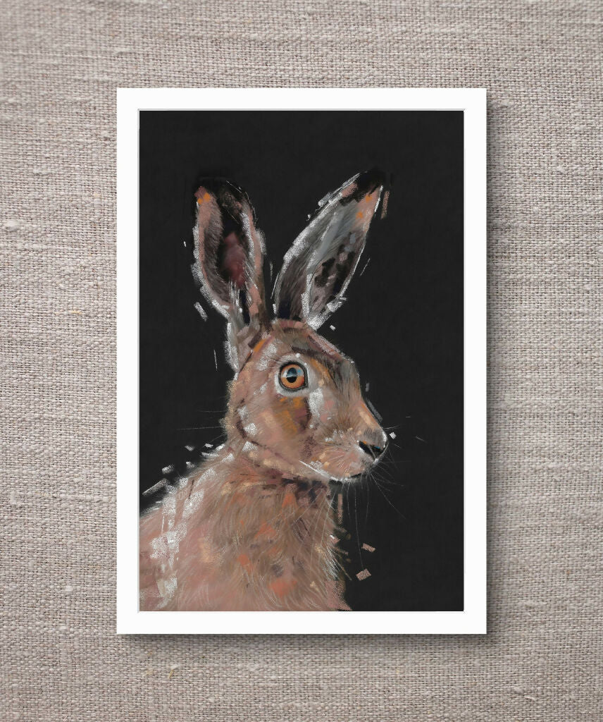 On the Verge Hare Giclee Fine Art Print with Sage Green Background - Image 3
