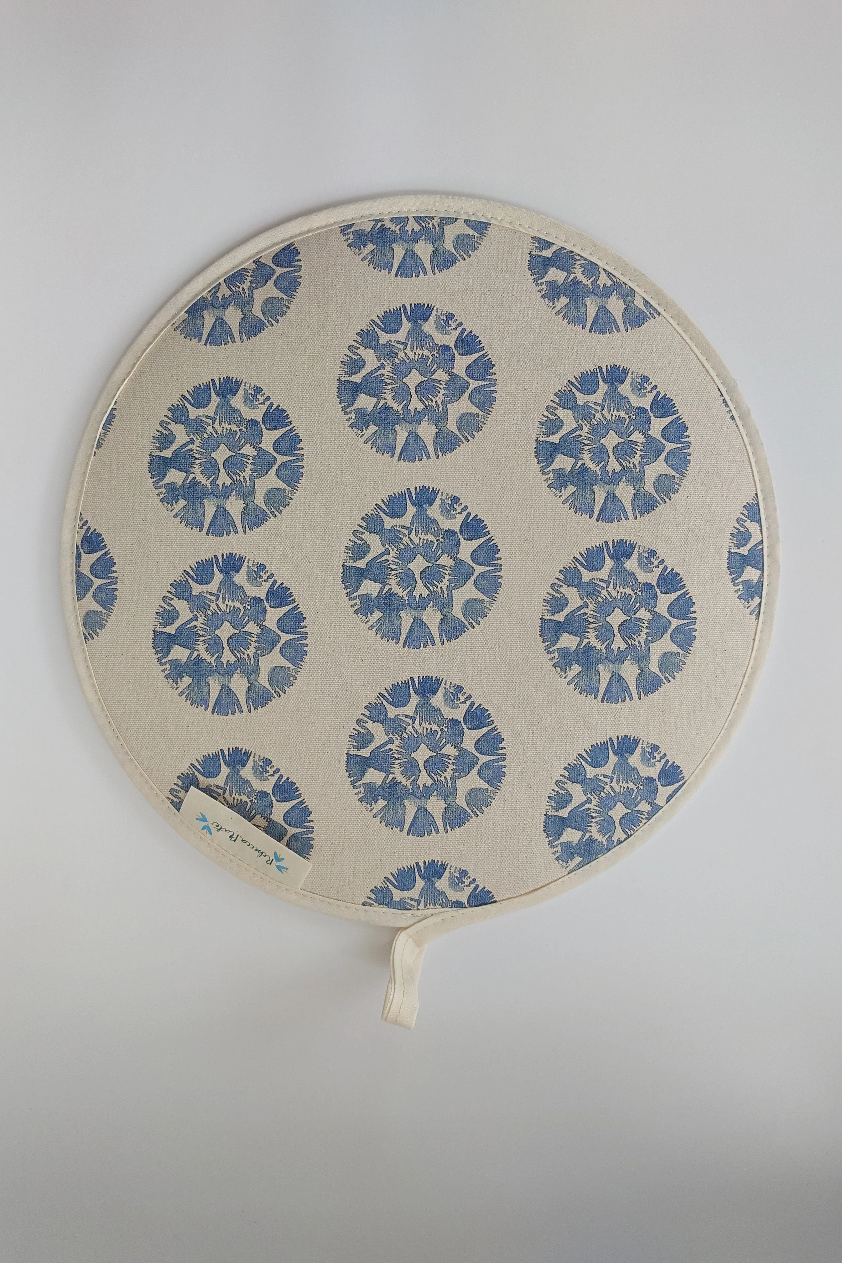 Organic Aga Hob Cover and Table Protector - Machair Clock  Blue - Image 2