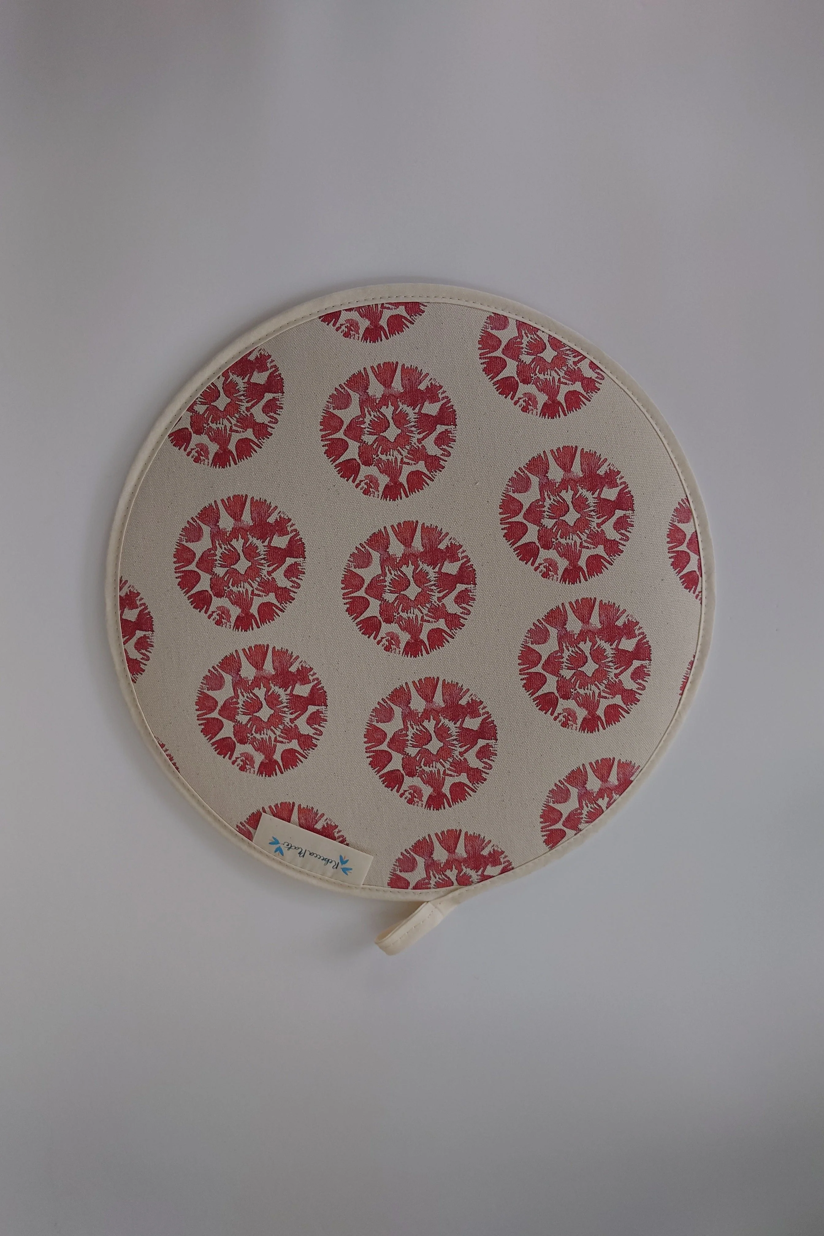 Organic Aga Hob Cover and Table Protector - Machair Clock Red - Image 2