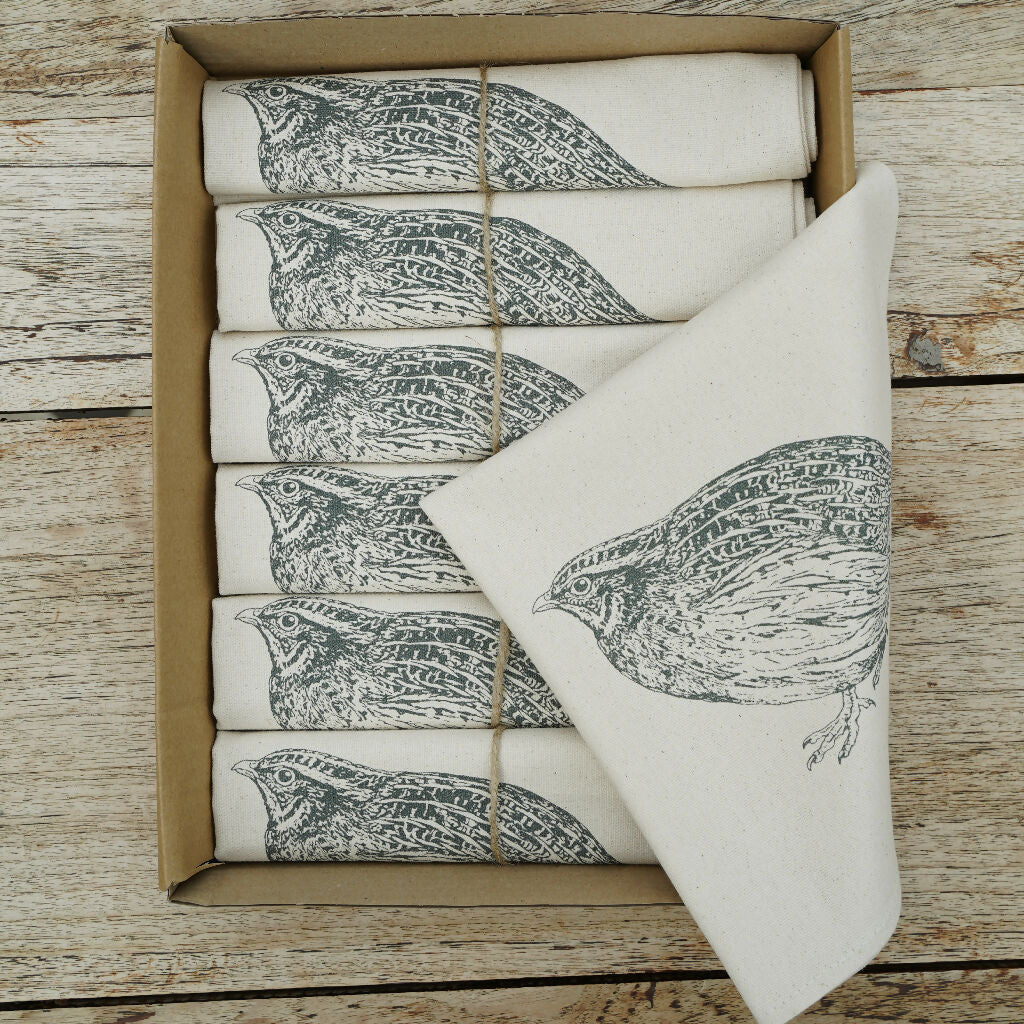 Organic Cotton Quail Napkin – Boxed Set of 6 - Image 2